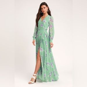 Lulu's Floral Maxi Dress - Green